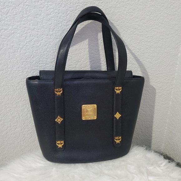 MCM Black Leather with Gold Hardware and Decoration Mini Handbag- EUC - COA - Picture 1 of 16